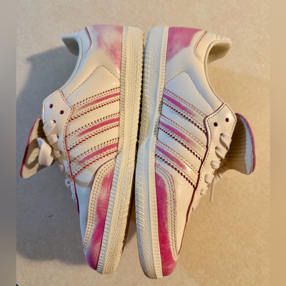Adidas Samba Distressed Pack Cream White/ Shock Pink Leather Sneakers Women’s 7 - Picture 7 of 11